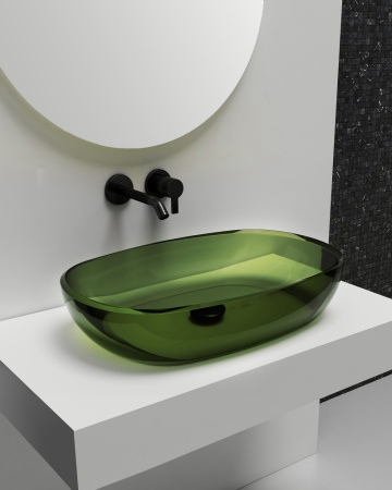 Накладная раковина Abber Kristall AT2805Emerald 60x40 зеленая фото