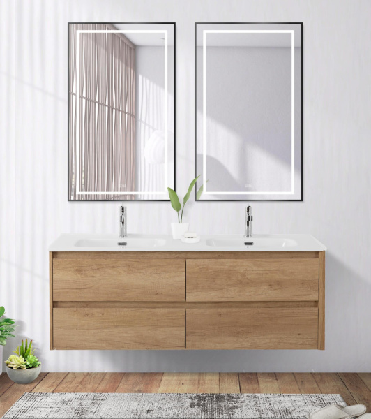 Зеркало с подсветкой, сенсорным выключателем и подогревом BelBagno SPC-KRAFT-600-1000-LED-TCH-WARM-NERO 60x100 черное фото