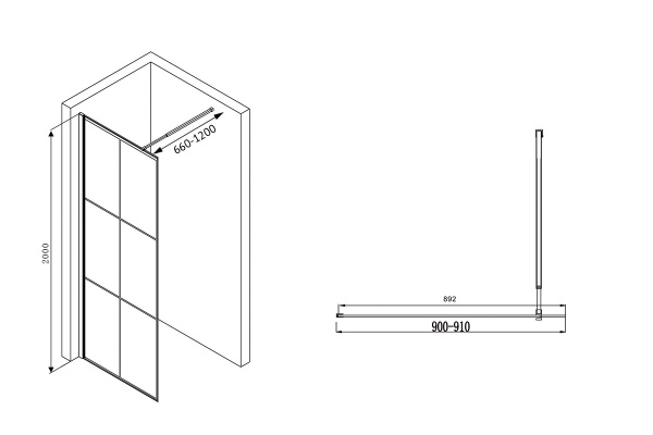 Душевая перегородка ABBER Immer Offen AG62090B 90 см фото