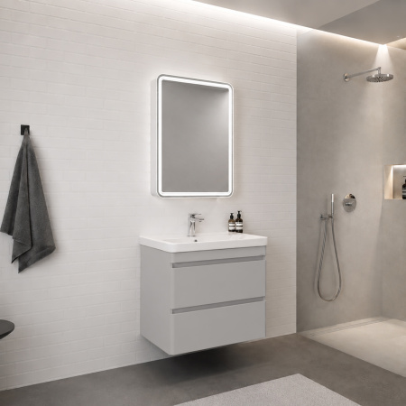 Тумба с раковиной Comforty Енисей-70П2 00-00022357CF серый шелк фото