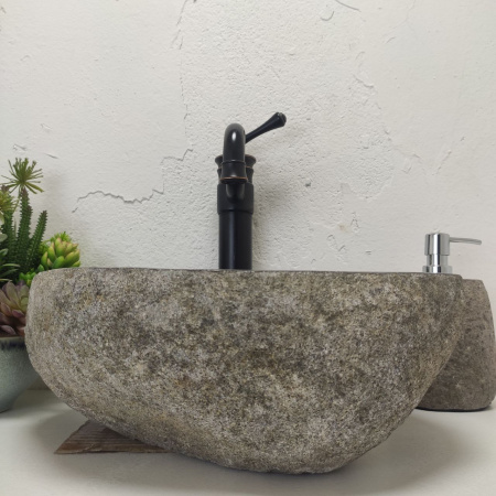 Накладная раковина из речного камня RS01485 (40*31*15) фото