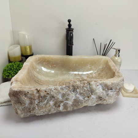 Накладная раковина из оникса Erozy Yellow EO-00781 (52*44*15см) фото