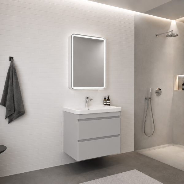 Тумба с раковиной Comforty Енисей-70П2 00-00022357CF серый шелк фото