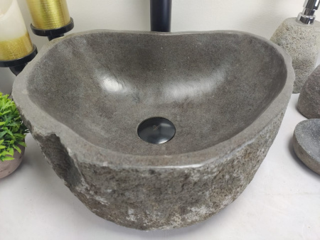 Накладная раковина из речного камня RS0555 (40*33*15) фото