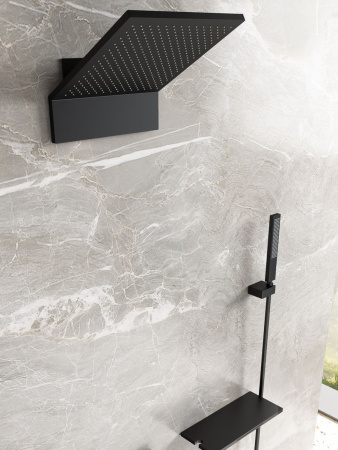 Душевая система скрытого монтажа с термостатом Vincea Futura VSFW-2F11TMB черная матовая фото