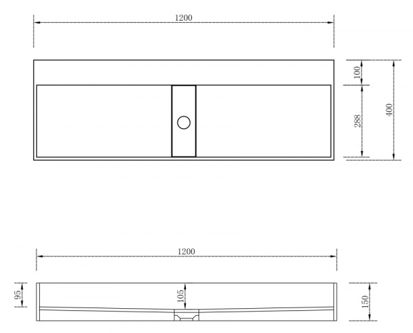 Двойная накладная раковина Abber Stein AS2642 120x40 белая матовая фото