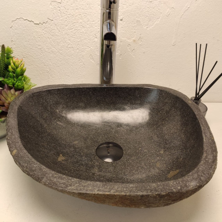 Накладная раковина из речного камня RS01253 (44*37*15) фото