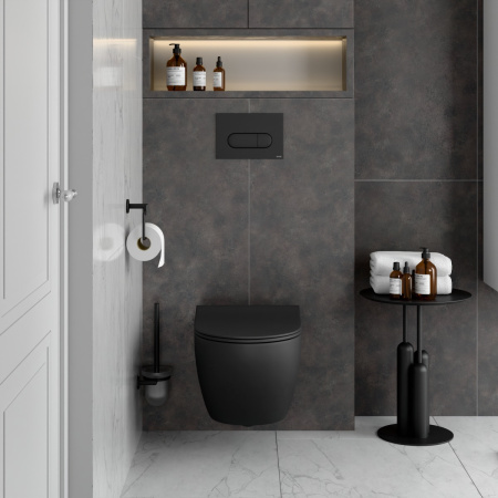 Подвесной унитаз безободковый VitrA Sento (Сенто) 7748B083-0101 черный матовый фото