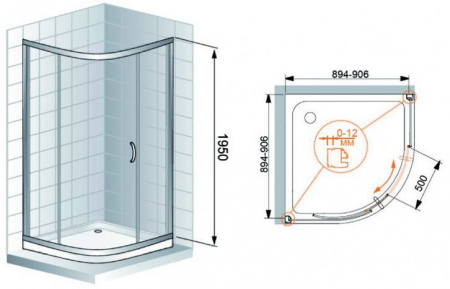 Душевой уголок Cezares Modena MODENA-R-1-90-P-Br-L(R) 90x90 см фото