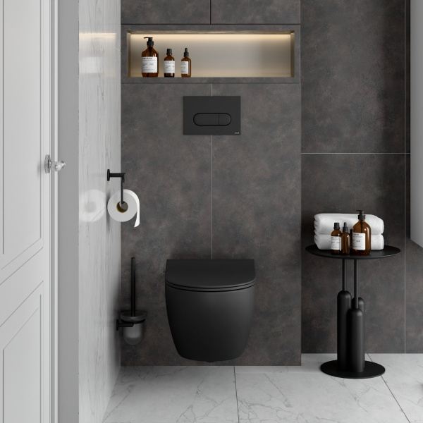 Подвесной унитаз безободковый VitrA Sento (Сенто) 7748B083-0101 черный матовый фото
