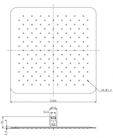 Верхний тропический душ Omnires Ultra SlimLine WGU240CR хром фото