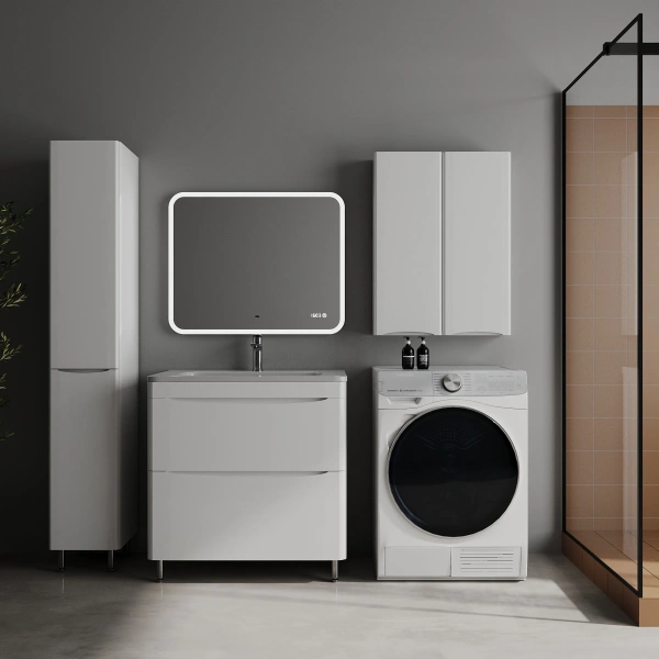 Тумба под раковину Style Line Бергамо мини 90 СС-00002513 антискрейтч, белый глянец фото