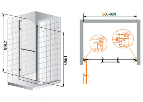 Душевая дверь Cezares Retro RETRO-A-B-1-90-CP-G-L 90 см золото L фото