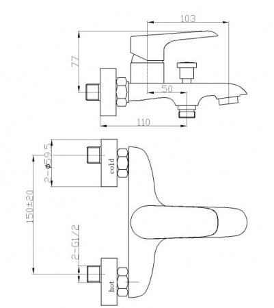 Смеситель для ванны с душем Weltwasser WW MX BONN 303 WT фото