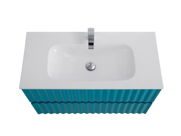 Тумба под раковину Art&Max Elegant AM-ELEGANT-800-2C-SO-TM-LED бирюзовая матовая / с подсветкой фото