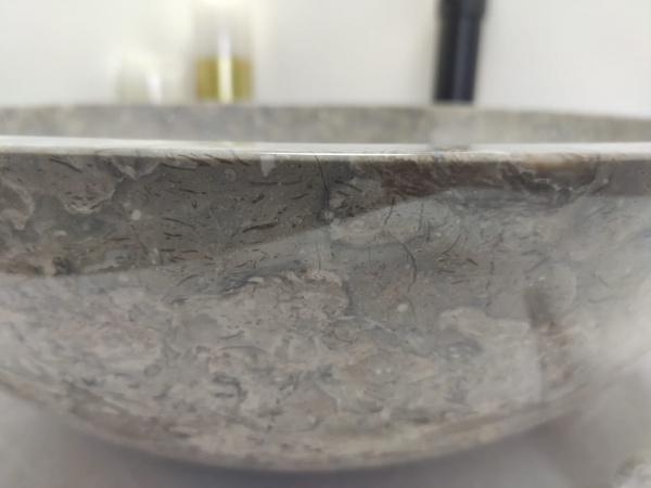 Раковина из мрамора Indo Bowl Grey TinLip Medium BM-00028 фото