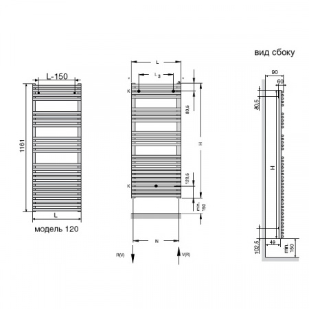 Электрич. полотенцесушитель Zehnder Forma elektrisch LFEC-120-050/DD фото