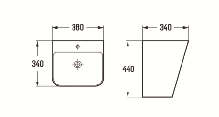 Раковина-моноблок подвесная CeramaLux 500Q 38x44 белая фото