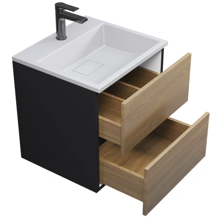 Тумба под раковину Uperwood Barsa 50 2937205252  черная/дуб сонома фото