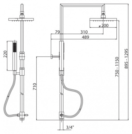 Душевая система (стойка) Cezares Over OVER-CDD-01-Cr фото