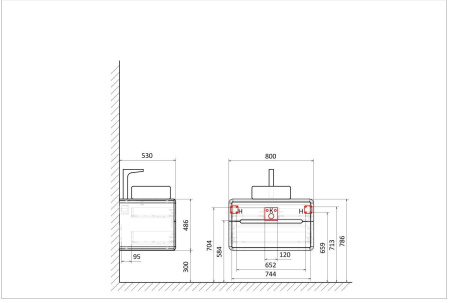 Тумба под накладную раковину Art&Max Genova AM-Genova-800-2C-SO-CH бетон хафит фото