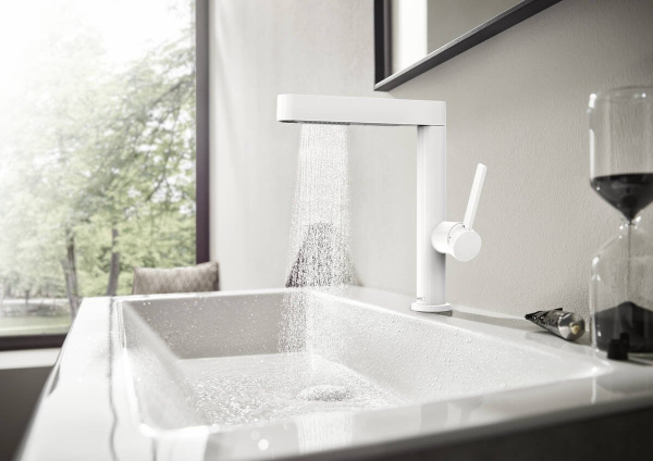 Смеситель для раковины Hansgrohe Finoris 2jet 76063700 белый матовый, с вытяжной лейкой фото