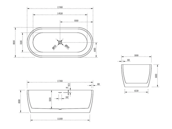 Ванна акриловая Abber AB9219 175x80 фото