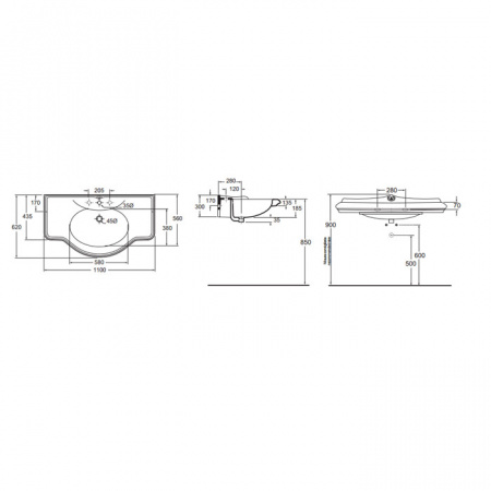 Подвесная раковина Azzurra Jubilaeum JUB200/110T bi*3 фото