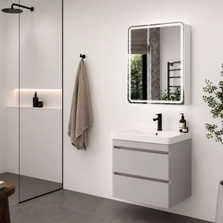 Тумба с раковиной Comforty Енисей-60П2 00-00022356CF серый шелк фото