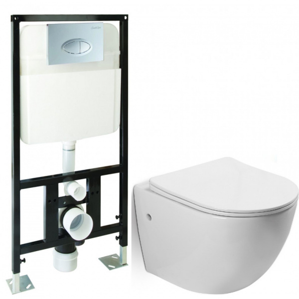 Комплект подвесной унитаз с инсталляцией SantiLine SL-5018+SL-01 фото