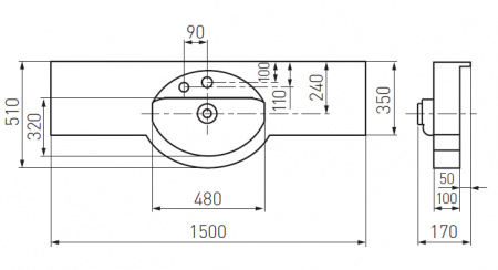Подвесная раковина Акватон Отель 150 1A70133NOT010 фото