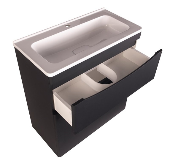 Тумба под раковину Style Line Бергамо мини 70 СС-00002311 черная матовая фото