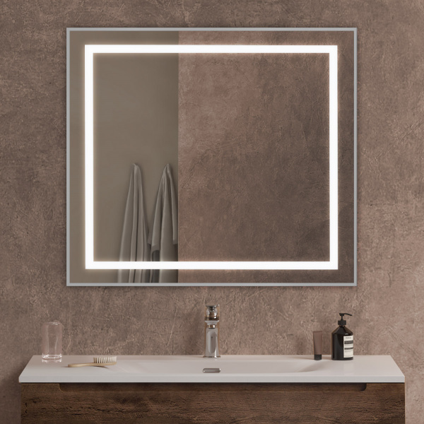 Зеркало с подсветкой и сенсорным выключателем BelBagno SPC-KRAFT-900-800-SENS-AL 90x80 сатин фото