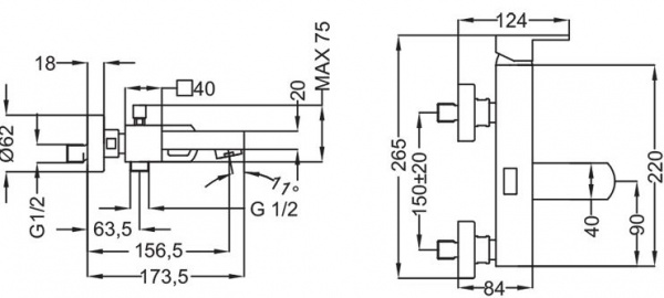 Смеситель для ванны с душем Cezares Levico LEVICO-VM-01-Cr фото