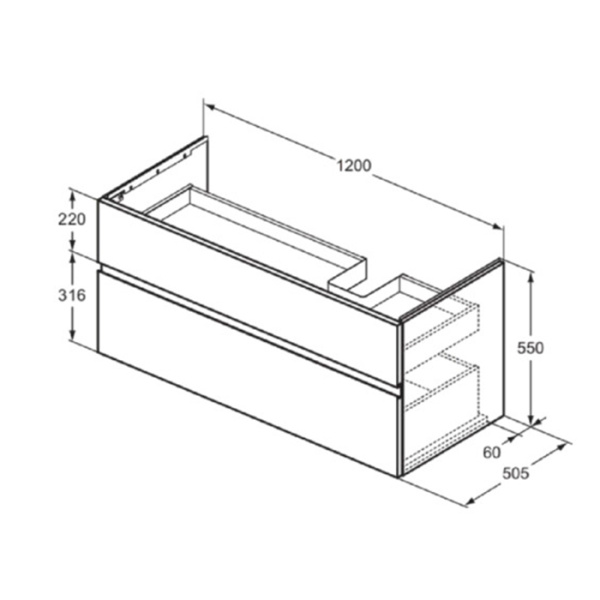 Тумба с раковиной Ideal Standard Finesse E3448UQ 120 см, пепельно-голубая матовая фото