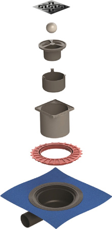 Душевой трап Berges Wasserhaus Zentrum Antik 090364 10x10 см фото