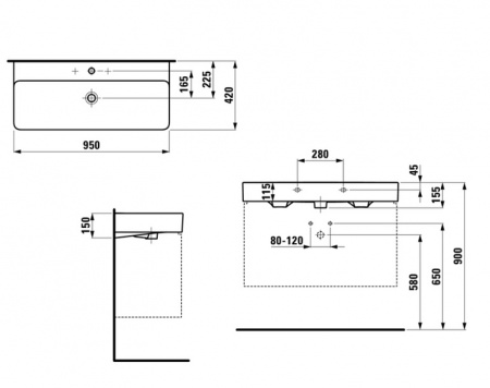 Накладная раковина Laufen Val 8.1028.7.000.104.1 95x42 фото