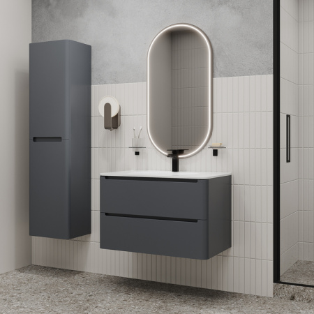 Тумба с раковиной Iddis Edifice EDI80D0i95K 80 см, темно-серая фото