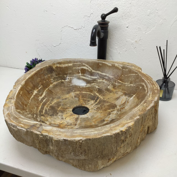 Накладная раковина из окаменелого дерева Fossil Basin OD-01207 (53*51*14) фото