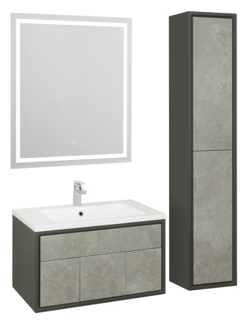 Тумба с раковиной Акватон Уэльс 80 1A267901WA6A0 авеллино грей / антрацит фото