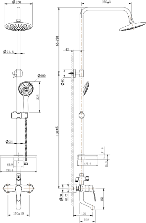 Душевая стойка с тропическим душем Lemark Linara LM0462C фото