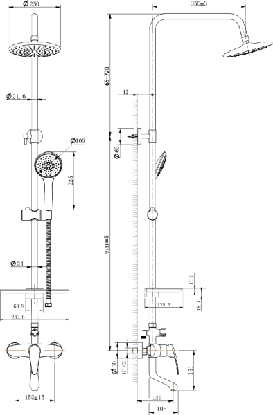 Душевая стойка с тропическим душем Lemark Linara LM0462C фото