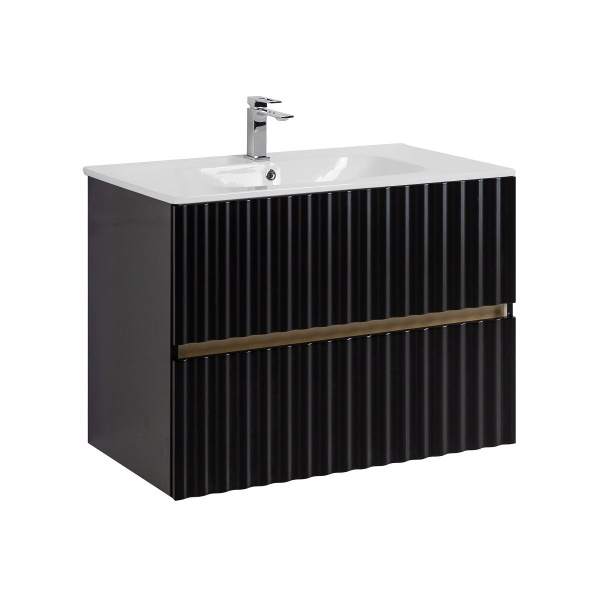 Тумба под раковину Art&Max Elegant AM-ELEGANT-800-2C-SO-NM-LED черная матовая / с подсветкой фото