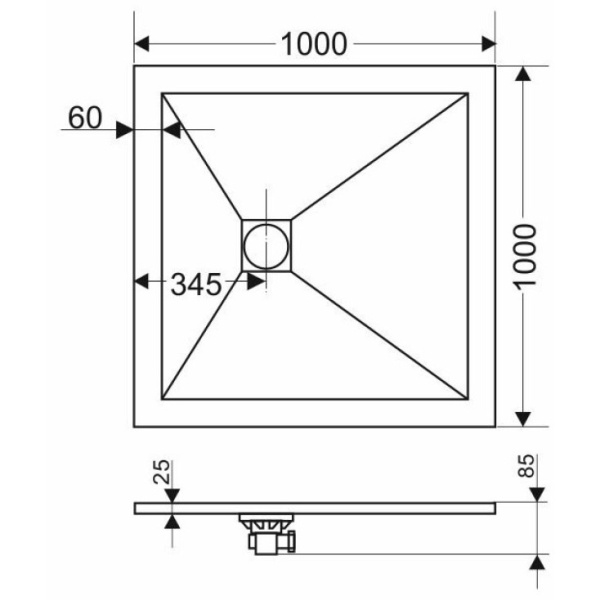 Душевой поддон из литого мрамора Grossman Strong GR-S1100100Q 100x100 фото