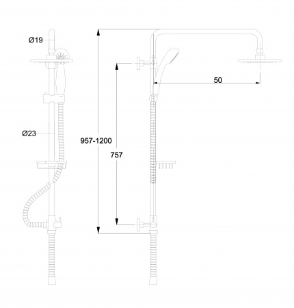Душевая система (стойка) Kaiser 2065/2060 без смесителя фото
