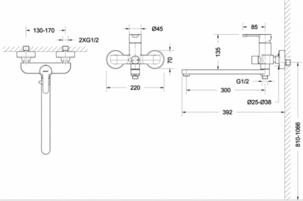 Смеситель для ванны с душем Bravat Stream F63783C-L фото
