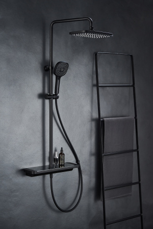 Душевая стойка с тропическим душем Savol SK-H3145H черная матовая фото