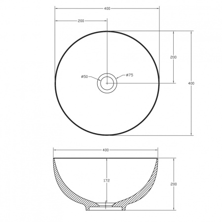 Накладная раковина Abber Stein AS2617 40x40 белая матовая фото