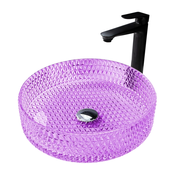 Накладная раковина стеклянная Abber Glas AK2301P 39x39 фиолетовая фото