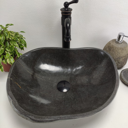 Накладная раковина из речного камня RS0934 (46*39*15) фото